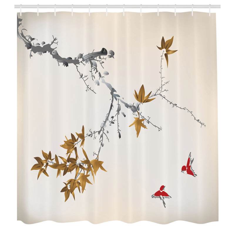 Ensemble de rideau de douche japonais + crochets, H 70 po x l 69 po, Kaki foncé