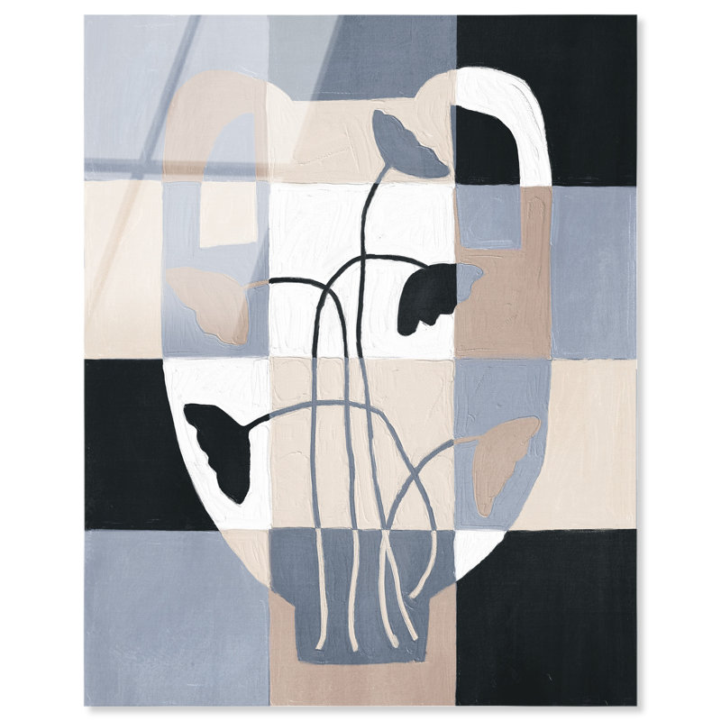 Checkered Boehme High-Gloss Frameless Acrylic Glass Wall Art Abstract Print by Oliver Gal, Ready to Hang, 16 x 20