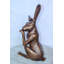 Statue de lapin en bronze, charmante décoration intérieure, collection Nifao 8 pi x 14 po x H 22 po