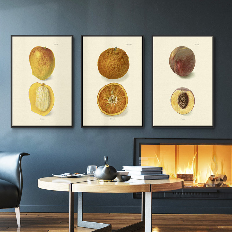 Mango - ensemble de 3 reproductions sur toile, H 36 po x l 72 po x P 2 po, Noir