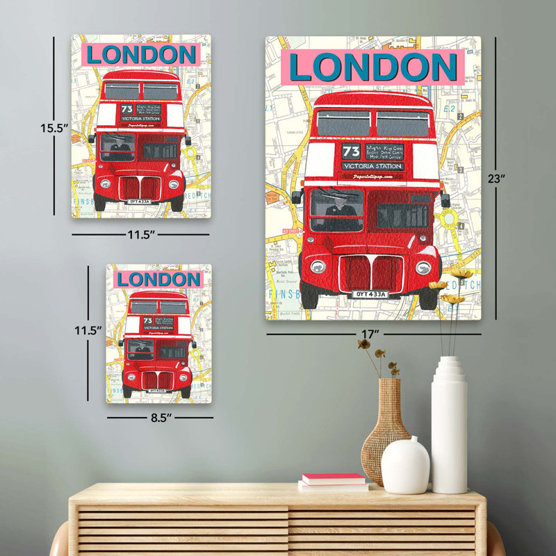 " London Doubledecker Bus ", 15.5" H x 11.5" W x 0.04" D