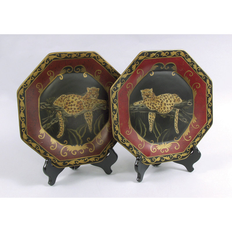 2-Piece Leopard Decorative Plate Set