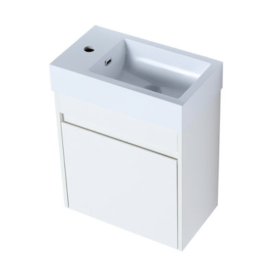 Meuble-lavabo de 18 po avec lavabo en résine blanche et nombreuses options de rangement, porte à fermeture en douceur - conception murale de nombreuses façons modernes et de qualité ravissante