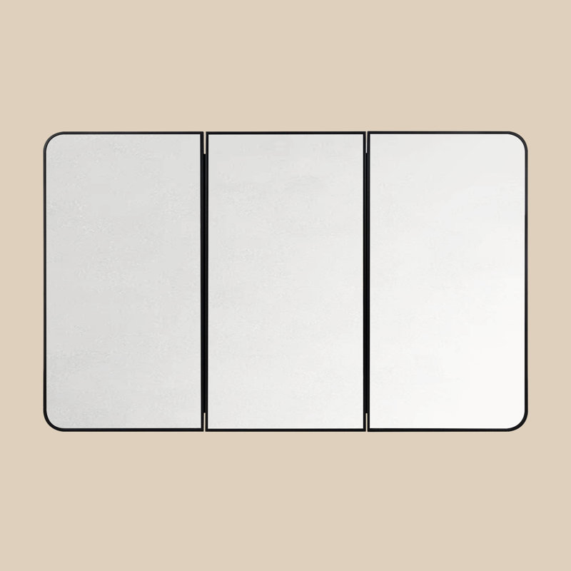  Haven Triple Door Medicine Cabinet with Mirror, 30x48 Inch, Black Metal Frame, Soft Close, 6 Adjustable Glass Shelves, Surface & Recessed Mount Large Bathroom Vanity Cabinet, Fully Assembled