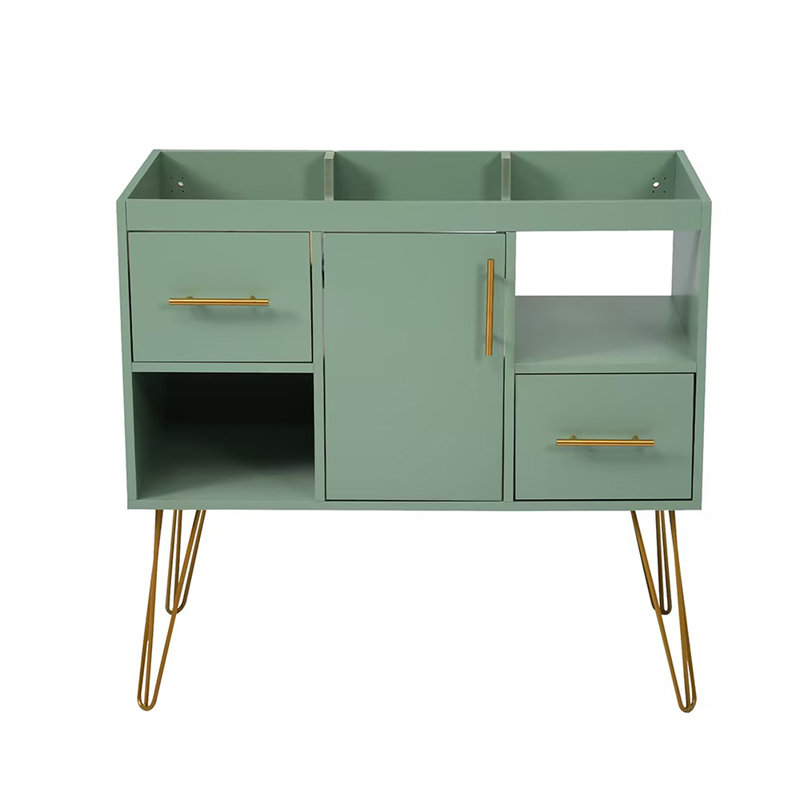 Armoire de salle de bain simple autoportante moderne avec 2 tiroirs et meuble-lavabo