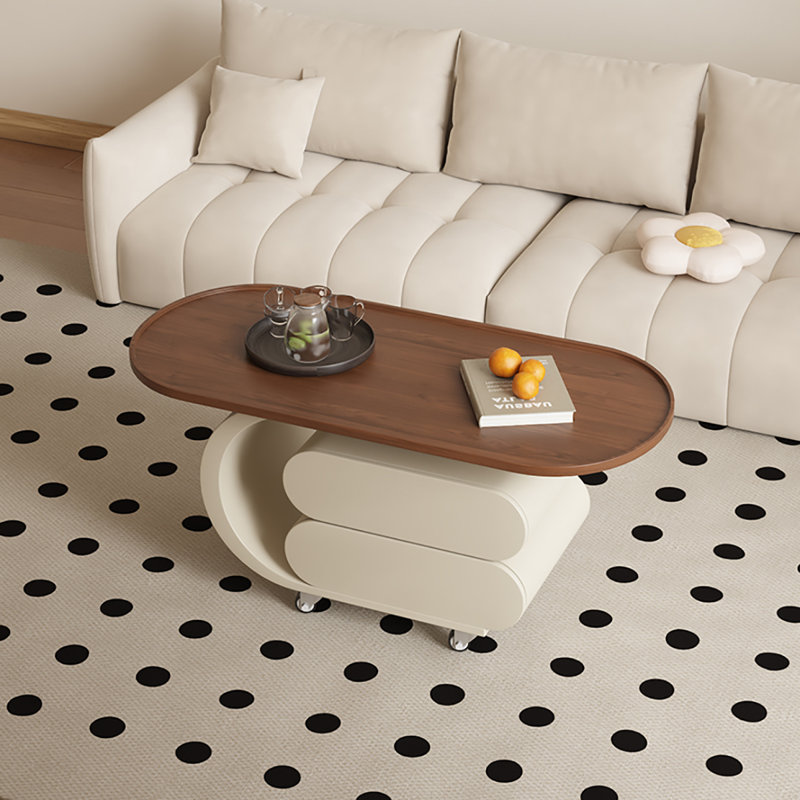 Table basse légère et portable, Crème, crème, Brun, H 19,7 po x L 47,2 po x l 23,6 po