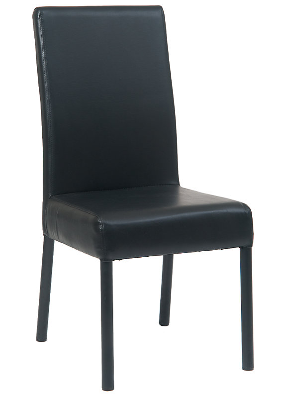 Chaise parsons en vinyle noir avec pieds en acier noir
