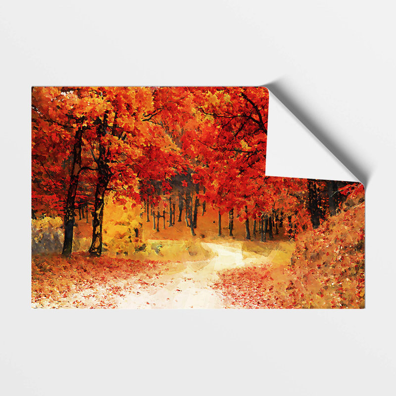 Path Through The Forest At Autumn - No Frame Painting, 42 cm H x 59.4 cm W