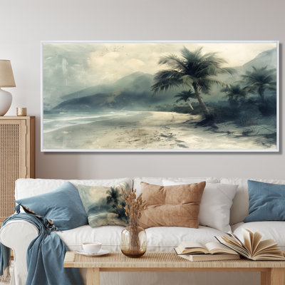 Monochrome Grey Palm Tree Tropical Oasis - Palms & Palm Trees Wall Art Print