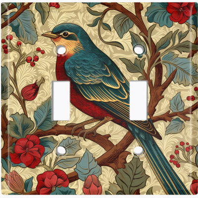 Metal Light Switch Plate Cover; US Standard Size 2 Gang Toggle - Traditional Bid Art