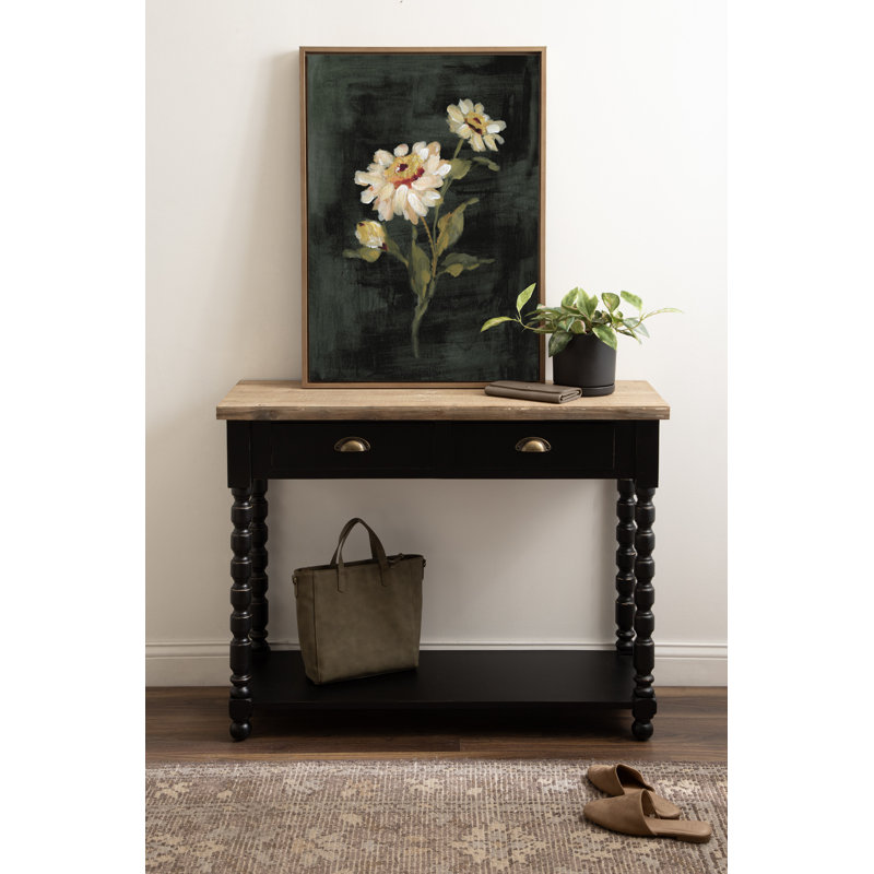 Console en bois avec tablette de rangement en prime, Noir, noir, noir, noir