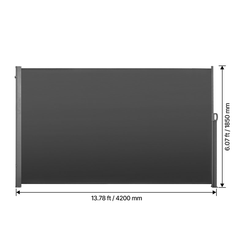 Retractable Side Awning, 73" x 165" Patio Retractable Side Screen with 180 g/m² Polyester Fabric, Waterproof Sunshade Outdoor Privacy Screen Room Divider for Garden, Balcony, Pools, Deck, Gray