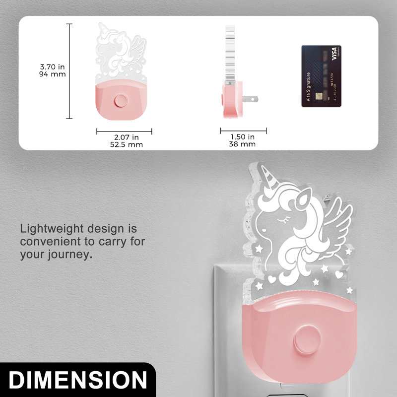 Veilleuse rose licorne rose enfichable