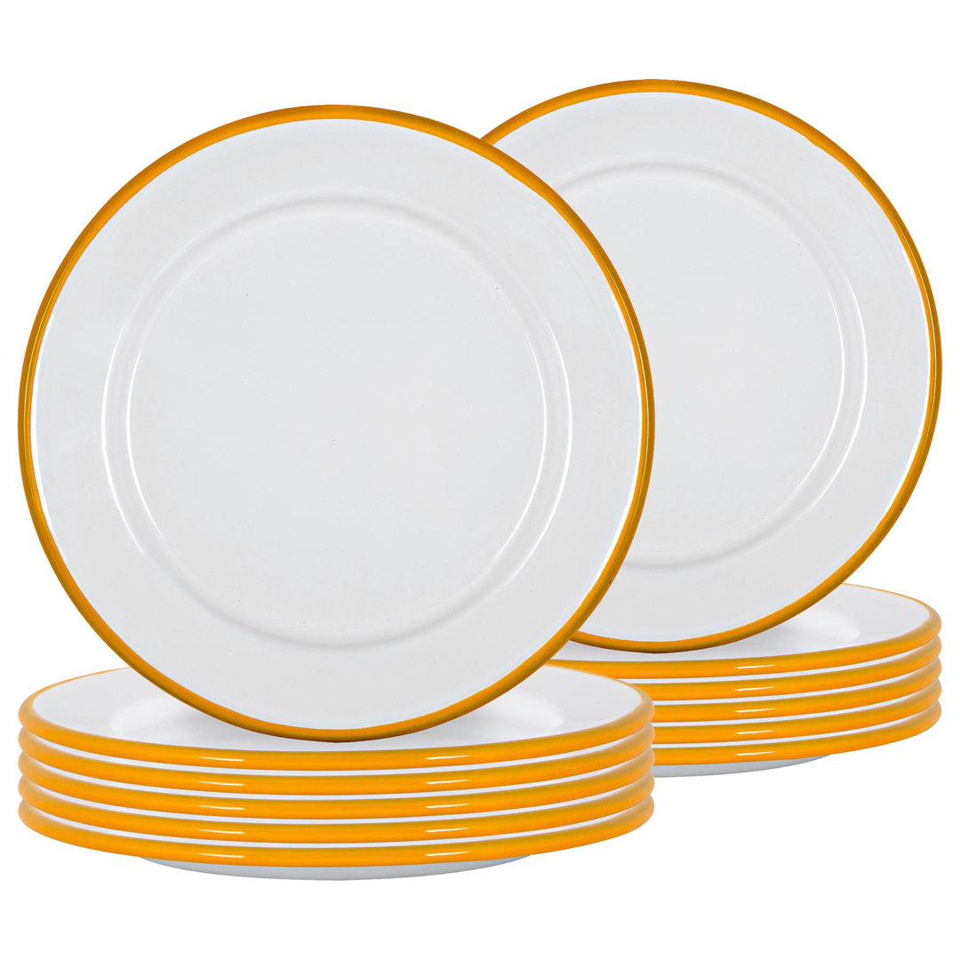 Argon Tableware - White Enamel Side Plates - 20cm - Set of 12