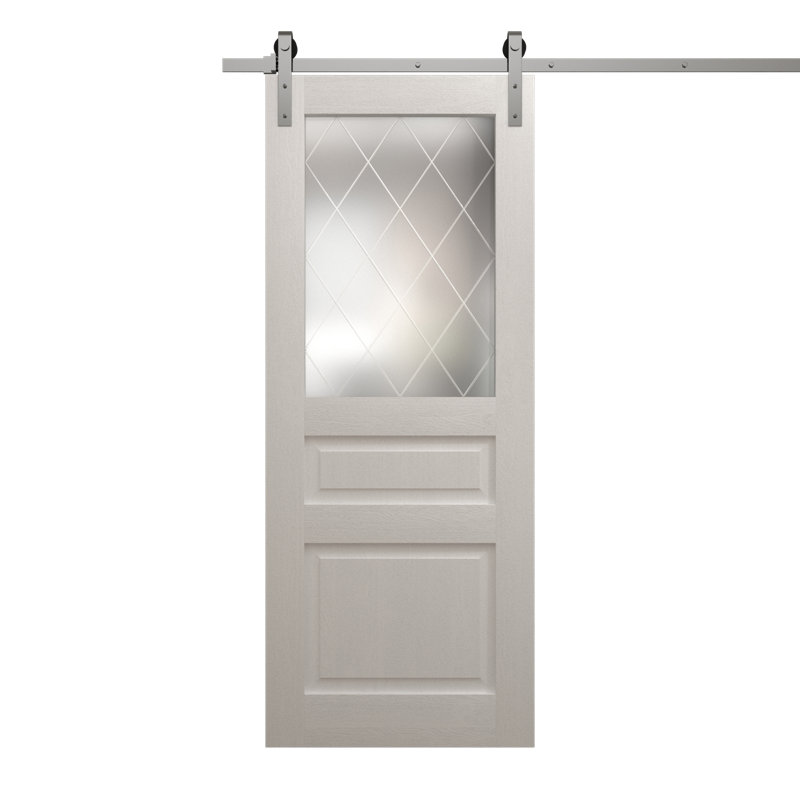 Porte de grange moderne | Ego 5011 | Ensemble de quincaillerie lourde Silver Rail Track | Portes intérieures solides