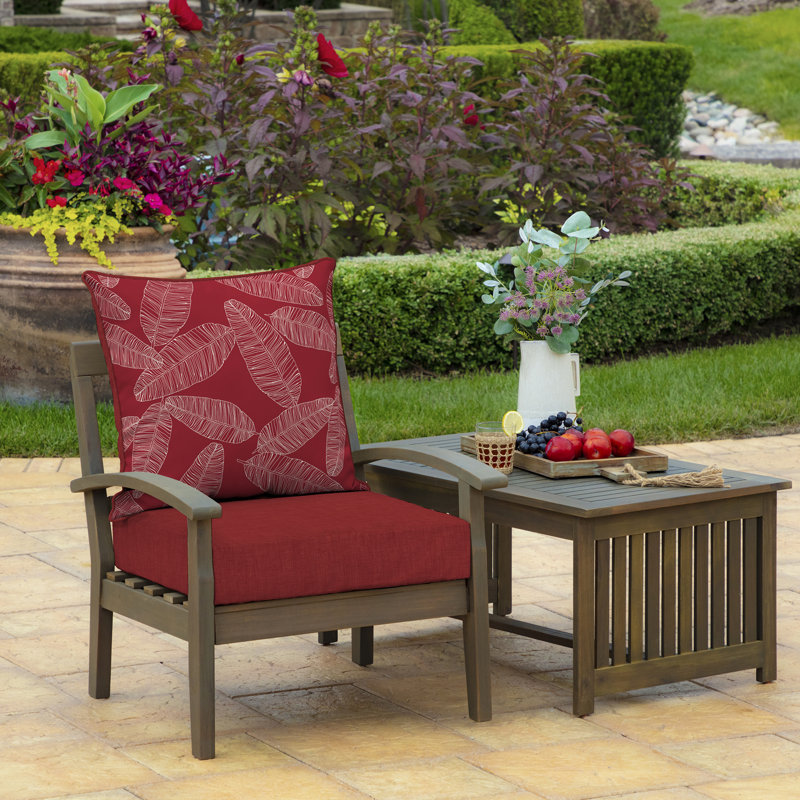 Coussin de chaise longue d'extérieur ARDEN 3,5 po, Rouge / Blanc
