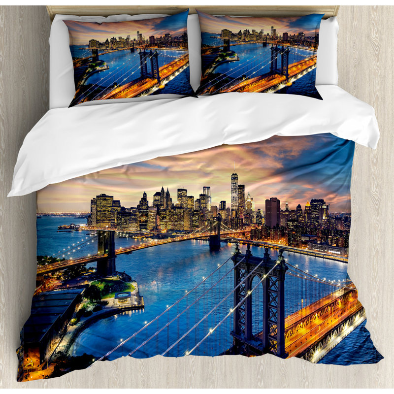 Modern & Contemporary Polyester Mixed Duvet Cover, Queen Duvet Cover + 2 Shams