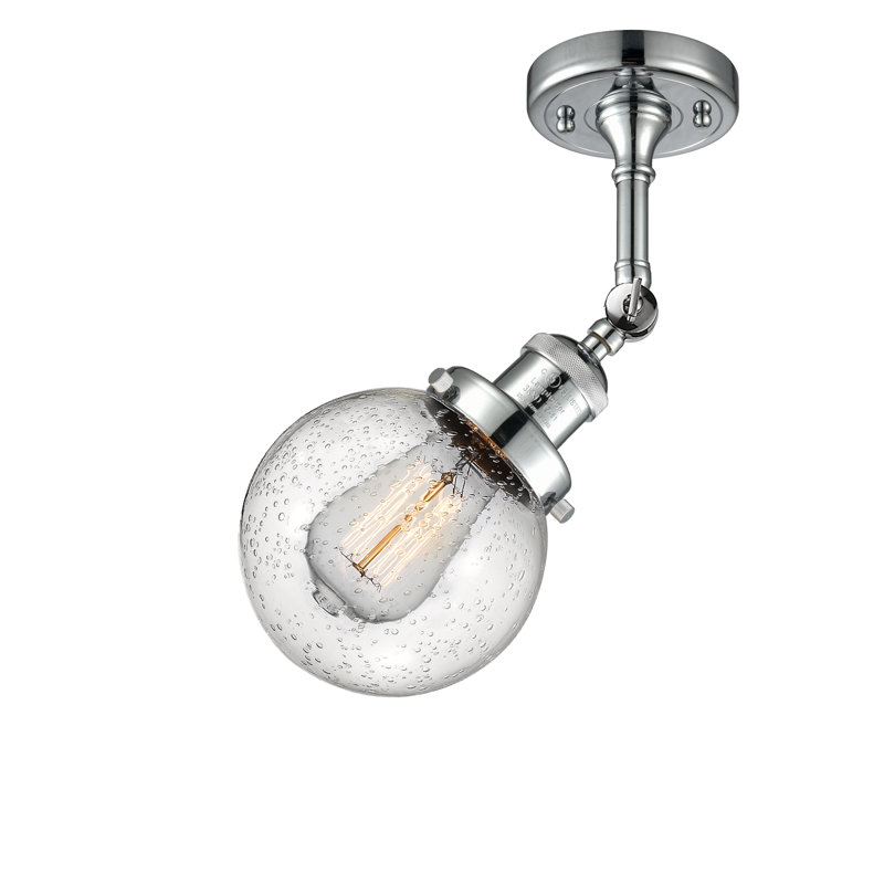 Clementina Glass Semi Flush Mount, Antique Brass, 16.25" H x 8" W x 8" D, Clear