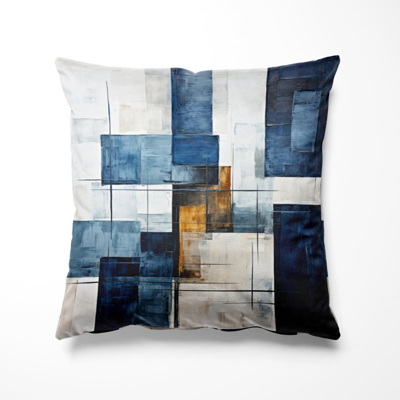 Oreiller en forme de V Sabeeha Indigo Illusion Abstract Shapes, H 20 po x l 20 po
