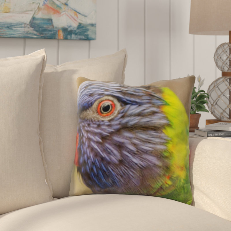 Coussin décoratif à fermeture perroquet coloré Wirth