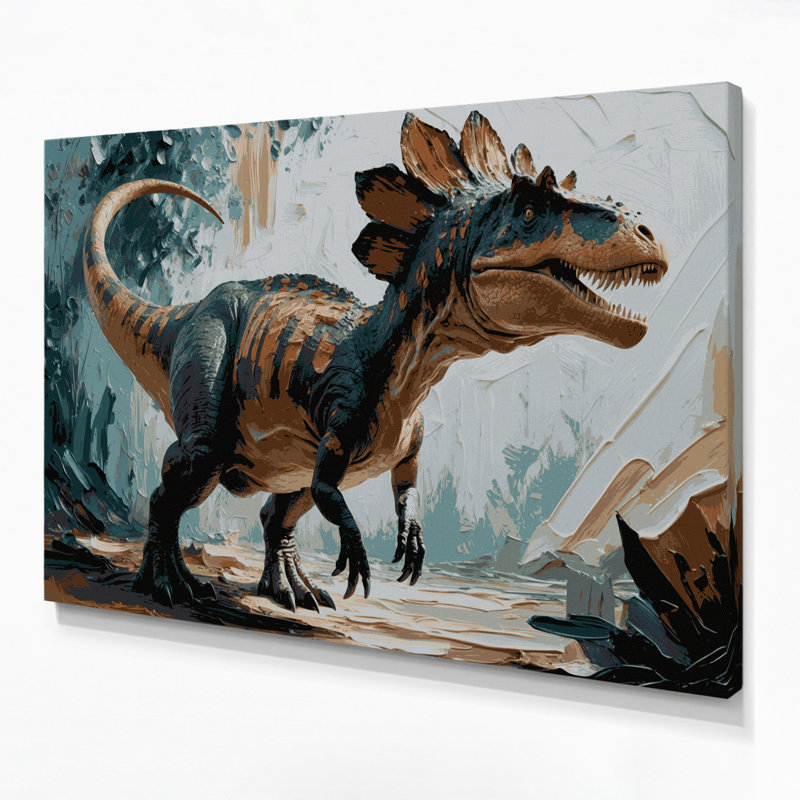 «Dinosaur Parasaurolophus», art mural sur toile brune, H 11 po x l 14 po