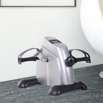 HOMCOM Mini Exercise Bike Pedal Exerciser with LCD Display Silver Tone