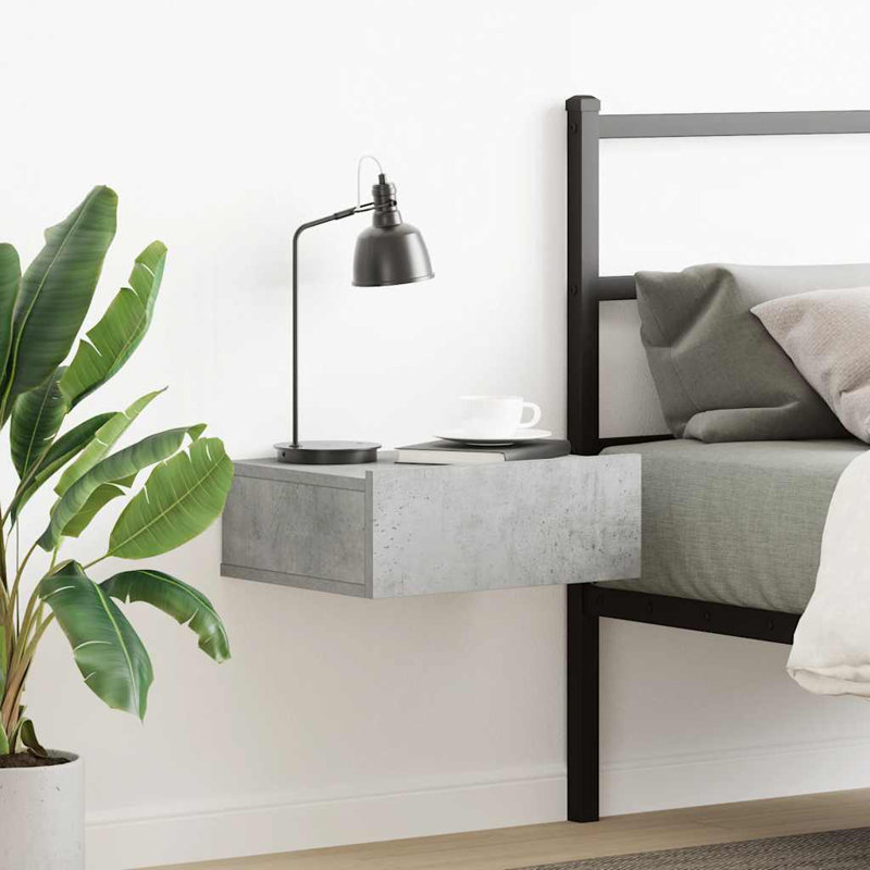 Dorete Floating Nightstand 40x30x15 cm Engineered Wood, Concrete Grey, Individual