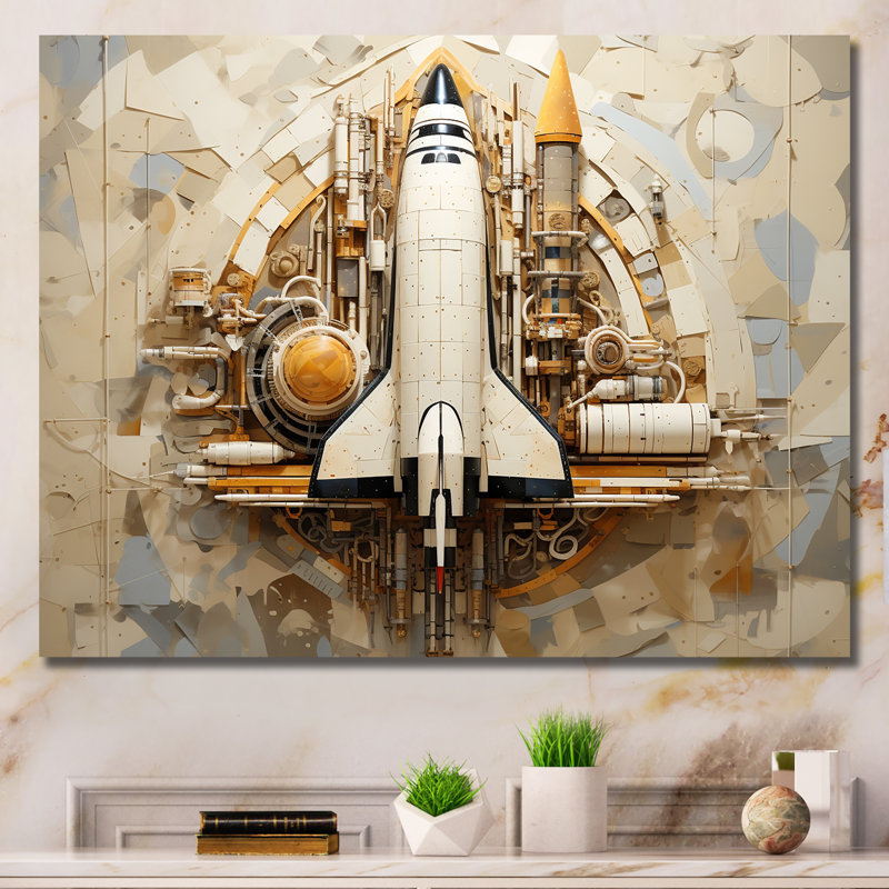 Navette spatiale rétro voyage cosmique, Toile tendue, H 30 po x l 40 po x P 1,5 po