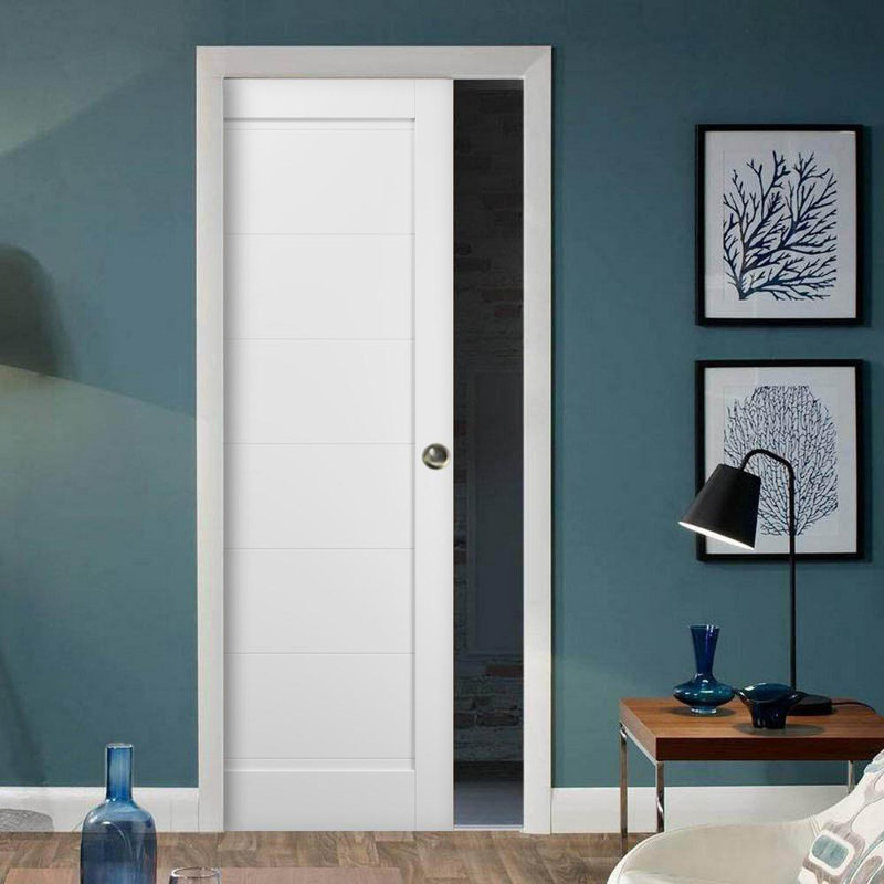 Porte blanche à panneau coulissant Quadro, 18 po x 80 po
