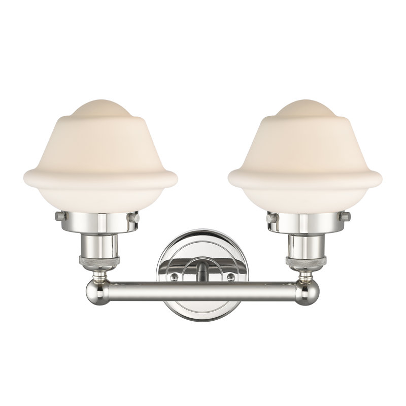 Éclairage pour meuble-lavabo à 2 lumières à intensité variable Grourke, Blanc mat, Nickel poli