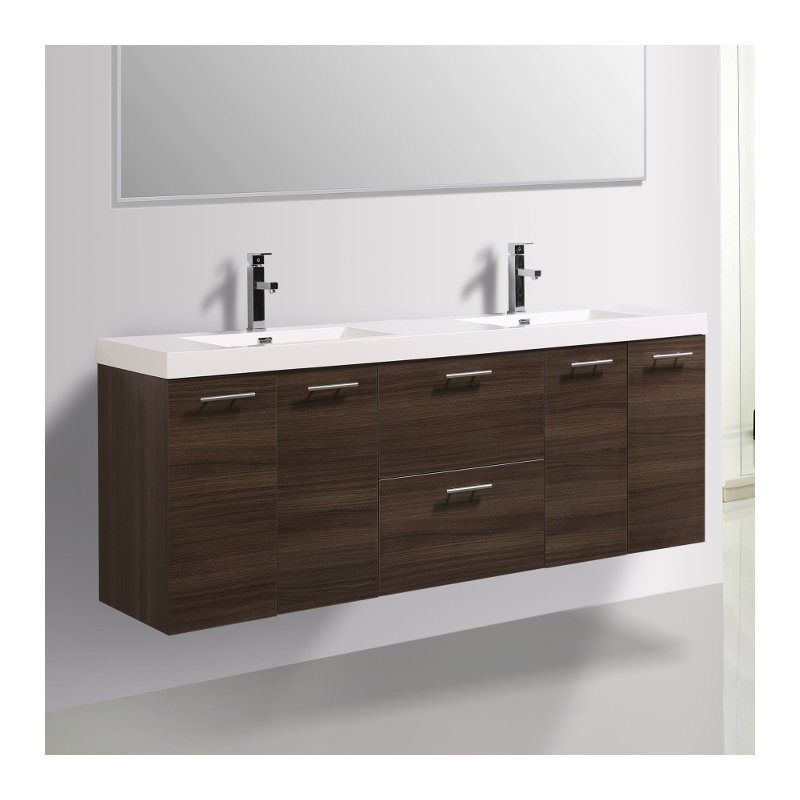Meuble-lavabo simple 32 po Opalo, Gris / Chêne