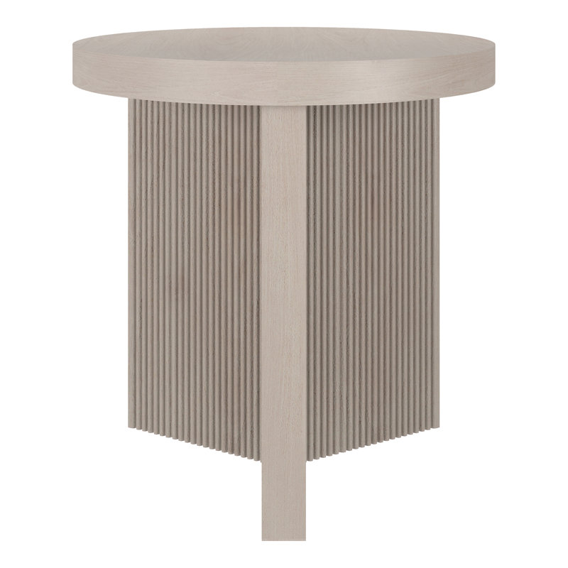 Brielle Pedestal End Table, White, White Wood