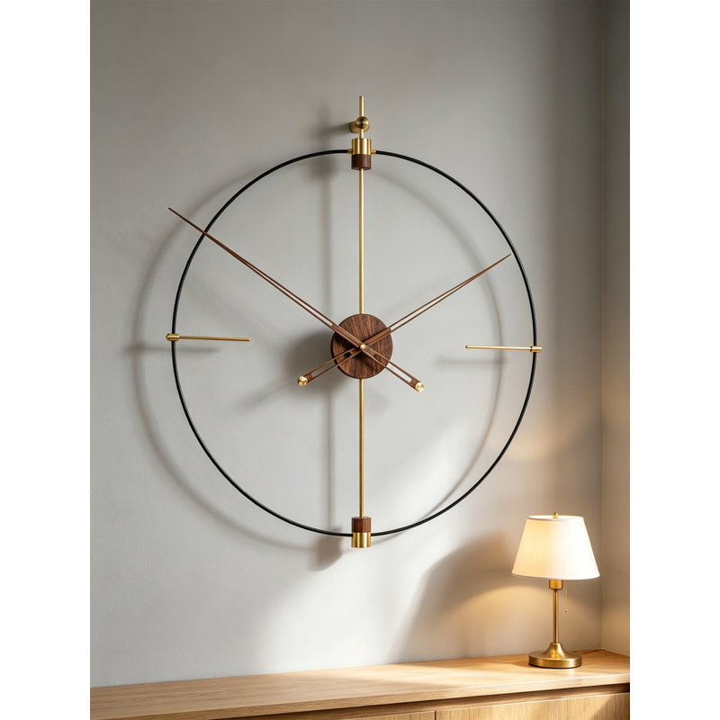 Solid Wood Skeleton Wall Clock, Oversized