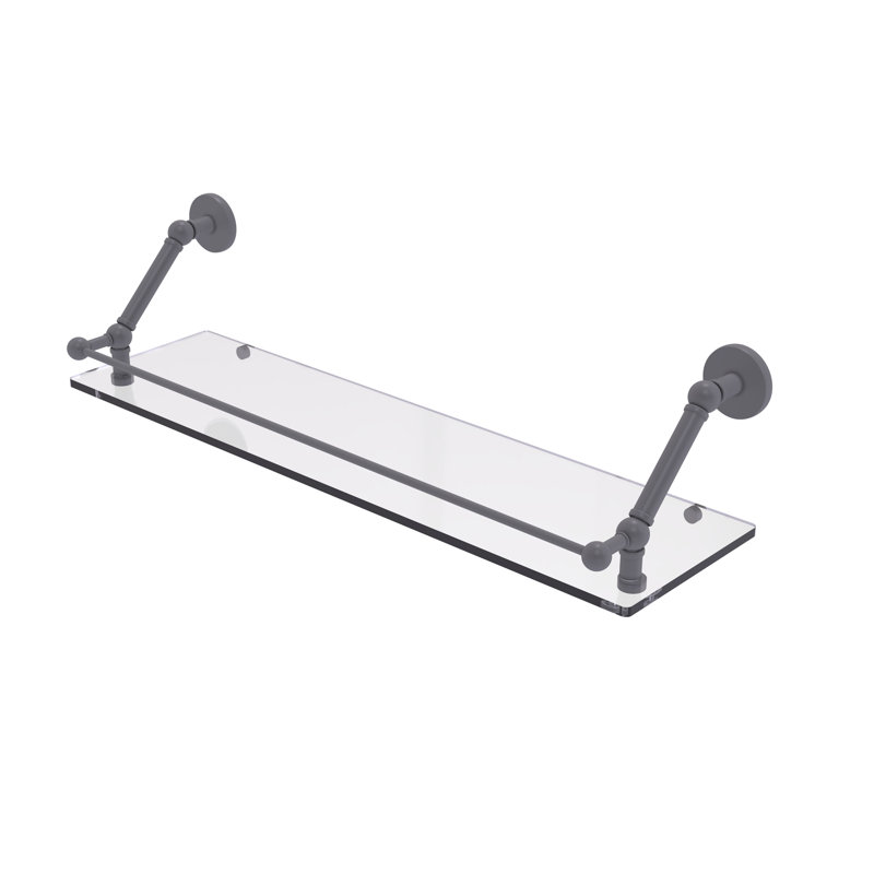 Tablette flottante Dalston avec barre de galerie, Gris mat, H 8 po x l 30 po x P 8,6 po