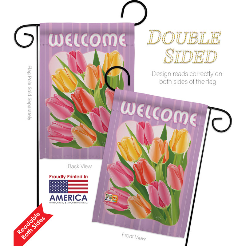 Des tulipes en polyester décoratif à 2 côtés 19 po x 13 po  drapeau de jardin
