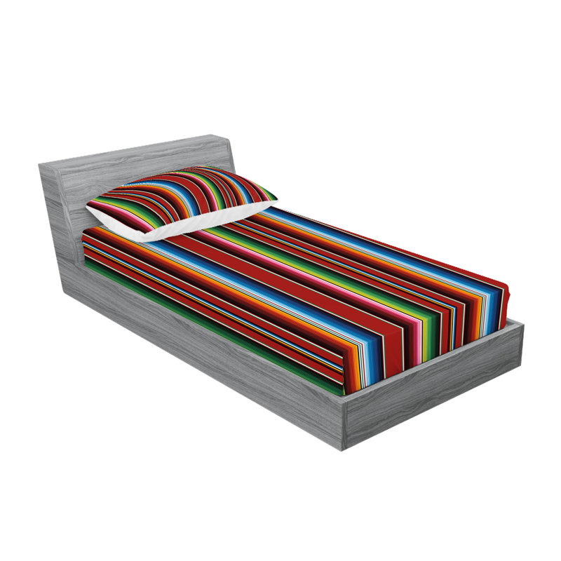 Multicolore drap-housse et taies décoratives Ambesonne Cinco de Mayo, Ensemble de draps pour lit simple + 3 pièces supp