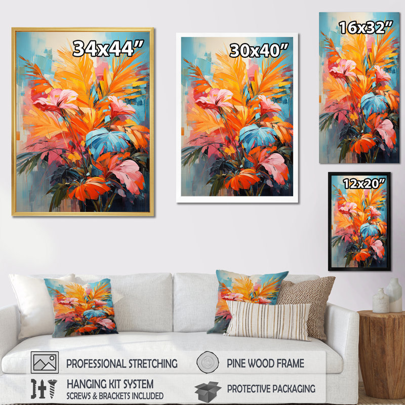 Red Barrel Studio® Orange Pink Palm Trees Abstract I On Canvas Print ...