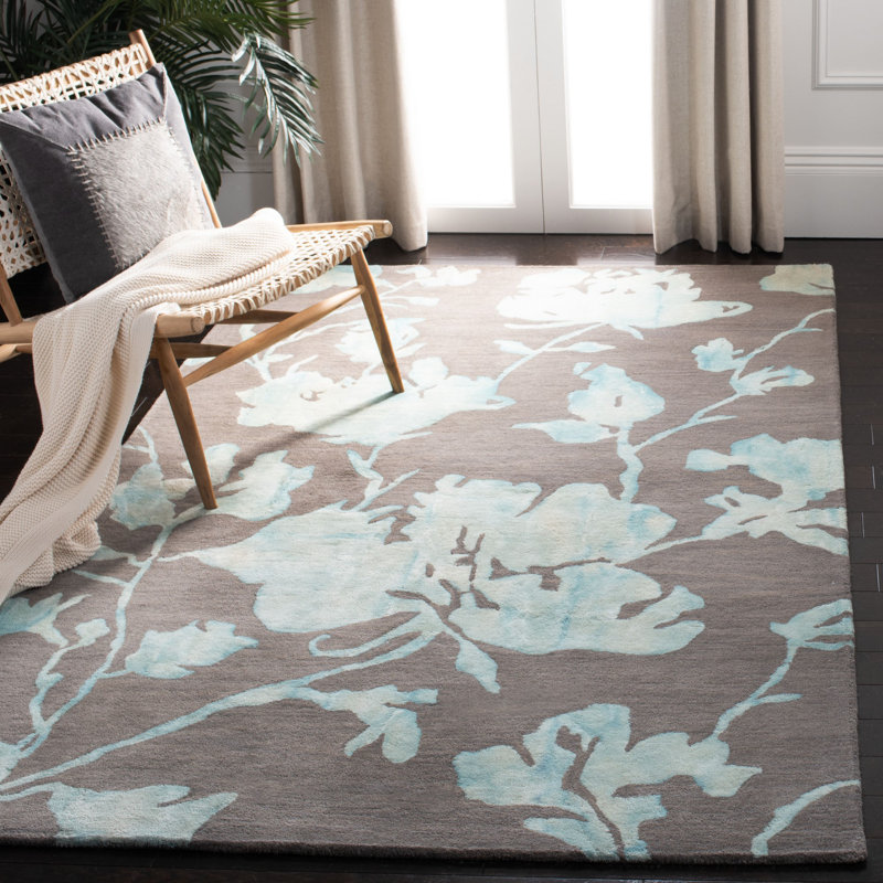 Tapis floral en laine touffeté à la main Coleman, Rectangle 9 pi x 12 pi