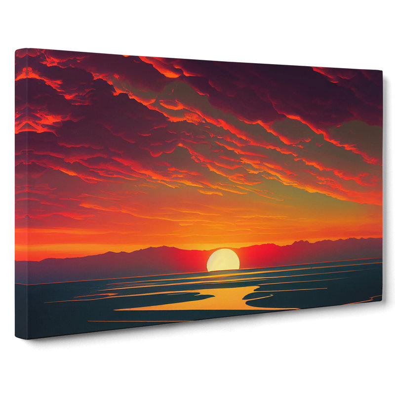 Lush Ocean Beach Sunset - Wrapped Canvas, 50cm H x 76cm W x 3cm D