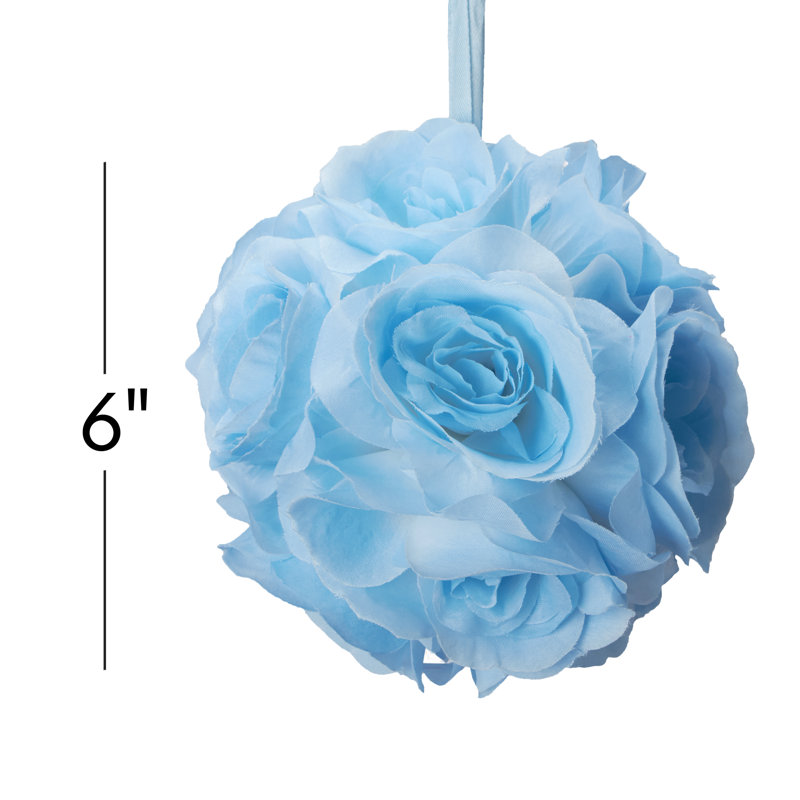 Boule de fleurs de pomander, Bleu, H 6 po x l 6 po x P 6 po