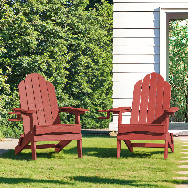 Chaise Adirondack pliante en plastique, Rouge, 2