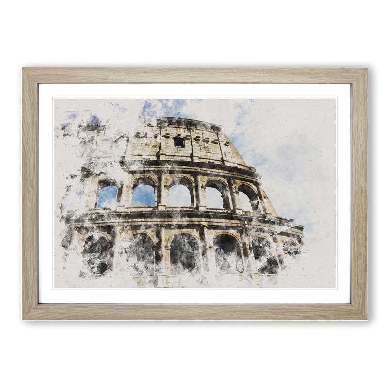 Coliseum in Rome - Picture Frame Painting, Oak, 65cm H x 90cm W x 2cm D