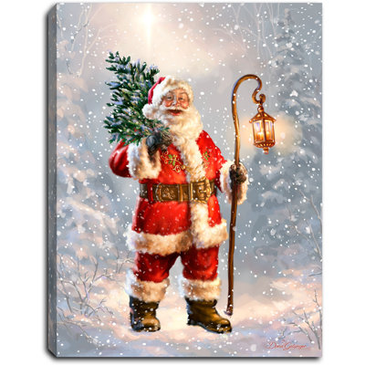 Père Noël, toile de fond avec mini chevalet 8 x 6