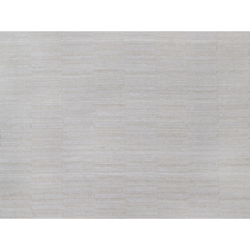 Tapis oriental rond texturé en polyester tissé à la main 8 pi x 8 pi Striee