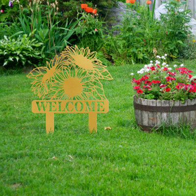 Welcome Sunflowers - Custom Metal Accents, Metal Split Letter Monogram Decor, Metal Family Name Sign On Door, Personalized Decorations Gift, Outdoor Cabin Sign