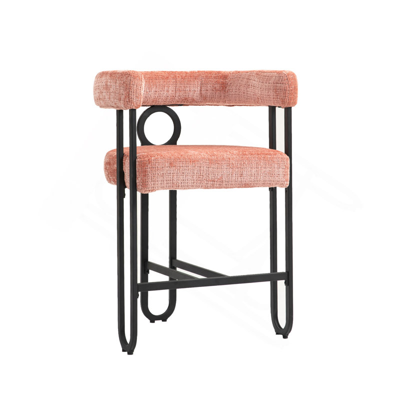 Ensemble de 1 tabourets de bar, tabourets de bar modernes avec dossier, cadres en métal noir, tabourets de bar rembourrés pour îlot de cuisine, pub, club (chenille)