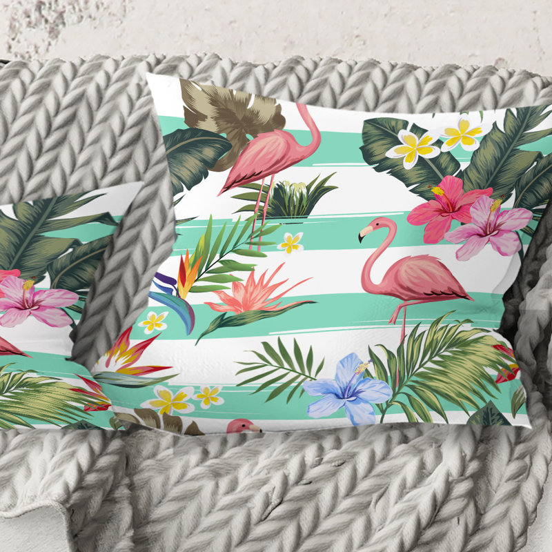 Coussin décoratif imprimé tropical Mid-Century, 18 po x 18 po