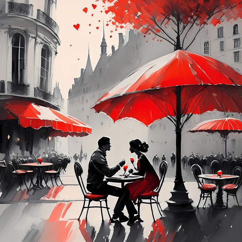 Under The Red Umbrella, 42" H x 42" W