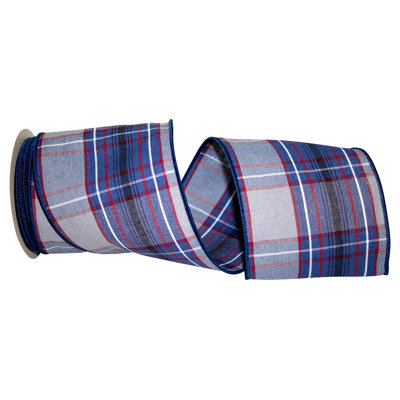 4"X10yd Multi Plaid Plains Wired Edge Ribbon