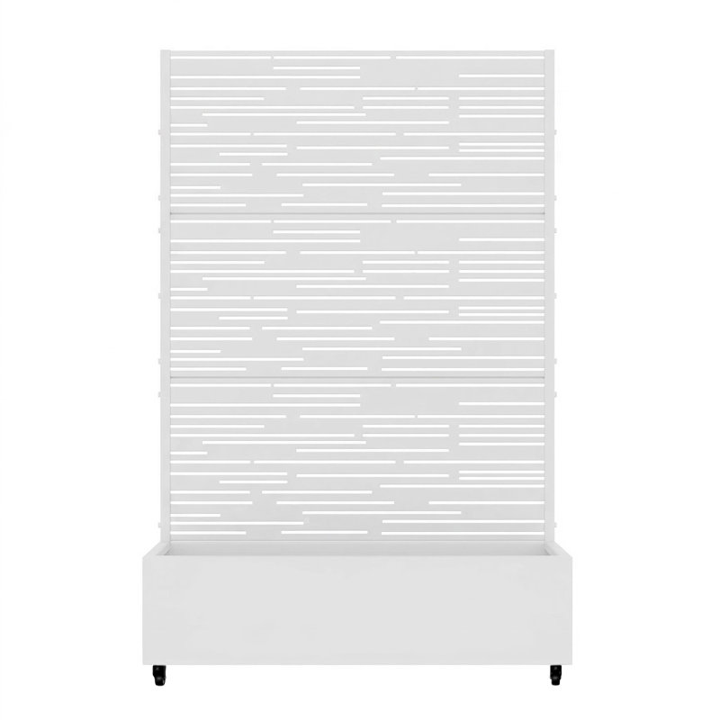 Lit de jardin en métal avec treillis et roues H 6 pi x l 4 pi - blanc, Blanc